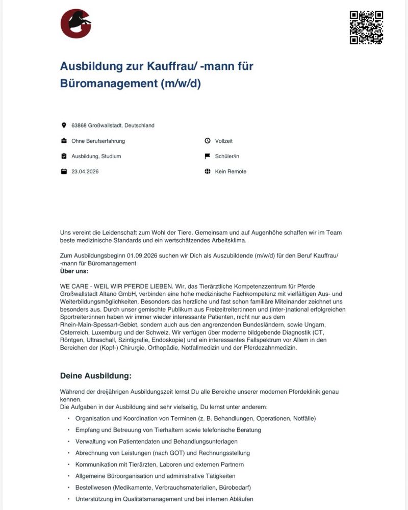 #berufsstart#bürokauffrau#bürokaufmann#pferdeklinik#ausbildungsplatz
